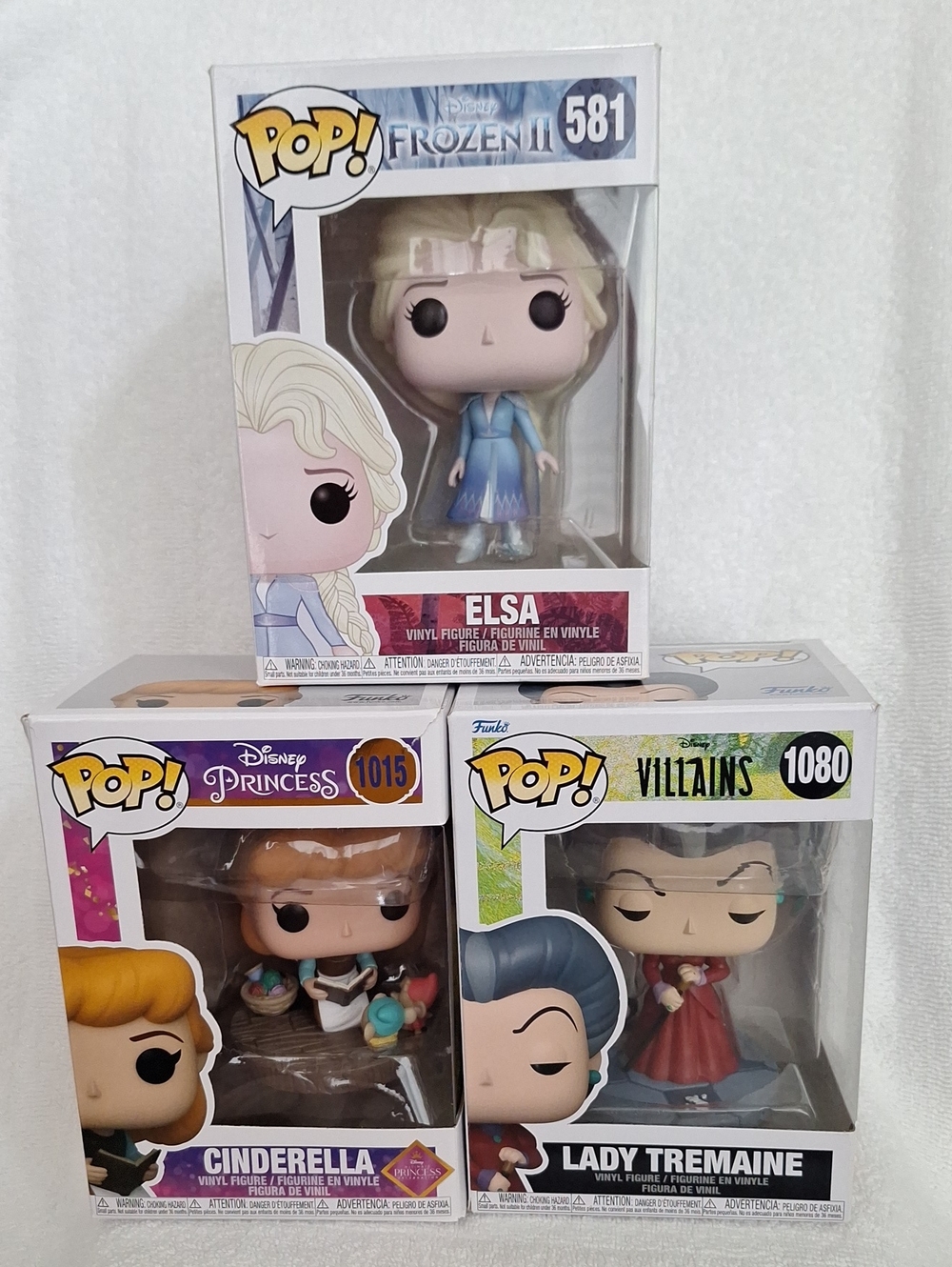 NEW Lot of 3 Disney Funko Pop Cinderella, Lady Tremaine, Elsa Frozen NWT